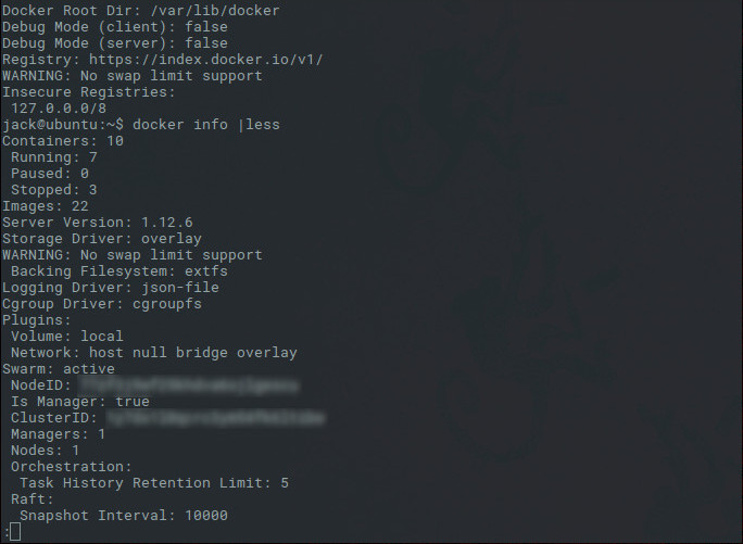 Swarm is running and active