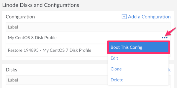 Boot This Configuration Drop Down Menu Boot This Configuration Drop Down Menu