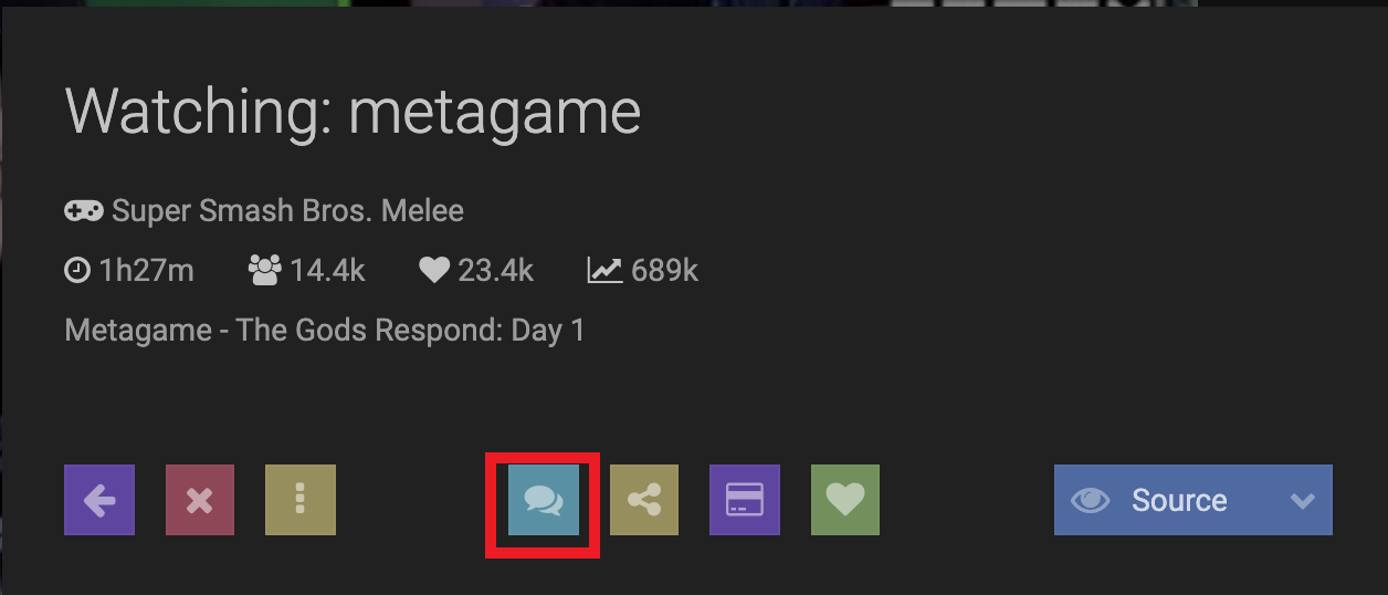 Click on the chat icon to open a streams chat window.