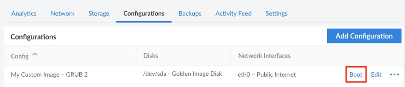 Boot the configuration profile Boot the configuration profile